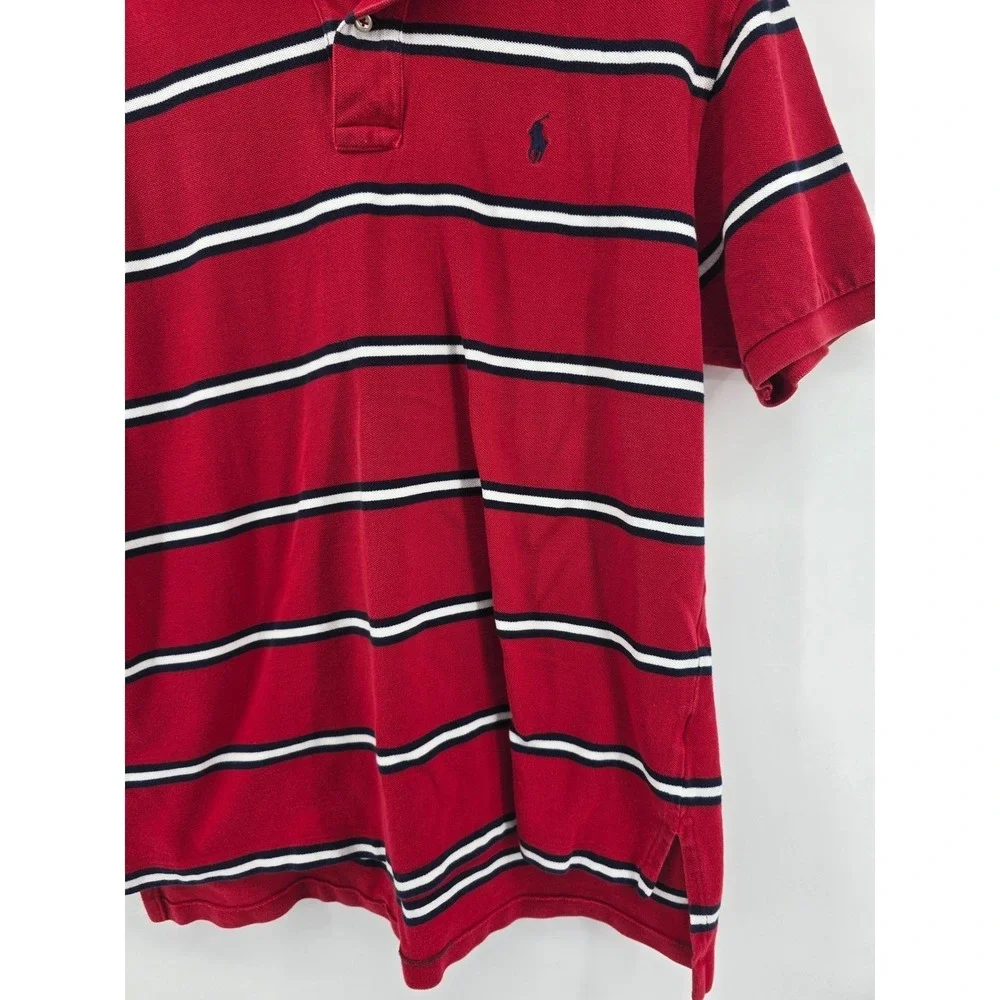 Polo Ralph Lauren Polo Shirt Mens XL Red Striped Short Sleeve Cotton Pony Logo